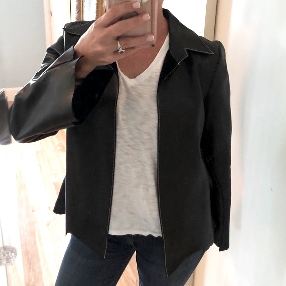 Joie Genuine Leather Belted Blazer Jacket – Black - Picture 3 of 13